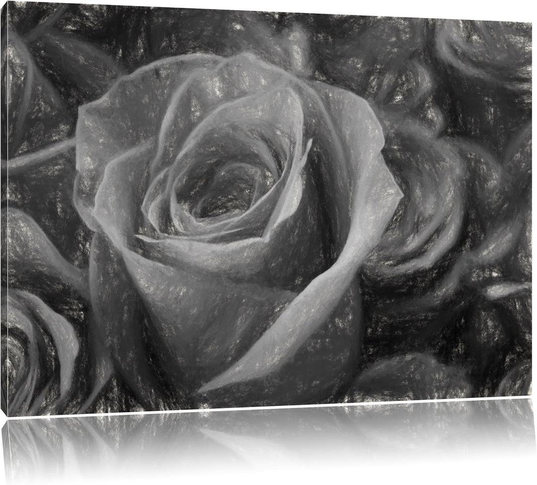 Pixxprint Romantische Rosen als Leinwandbild/Grösse: 100x70 cm/Wandbild/Kunstdruck/fertig bespannt,