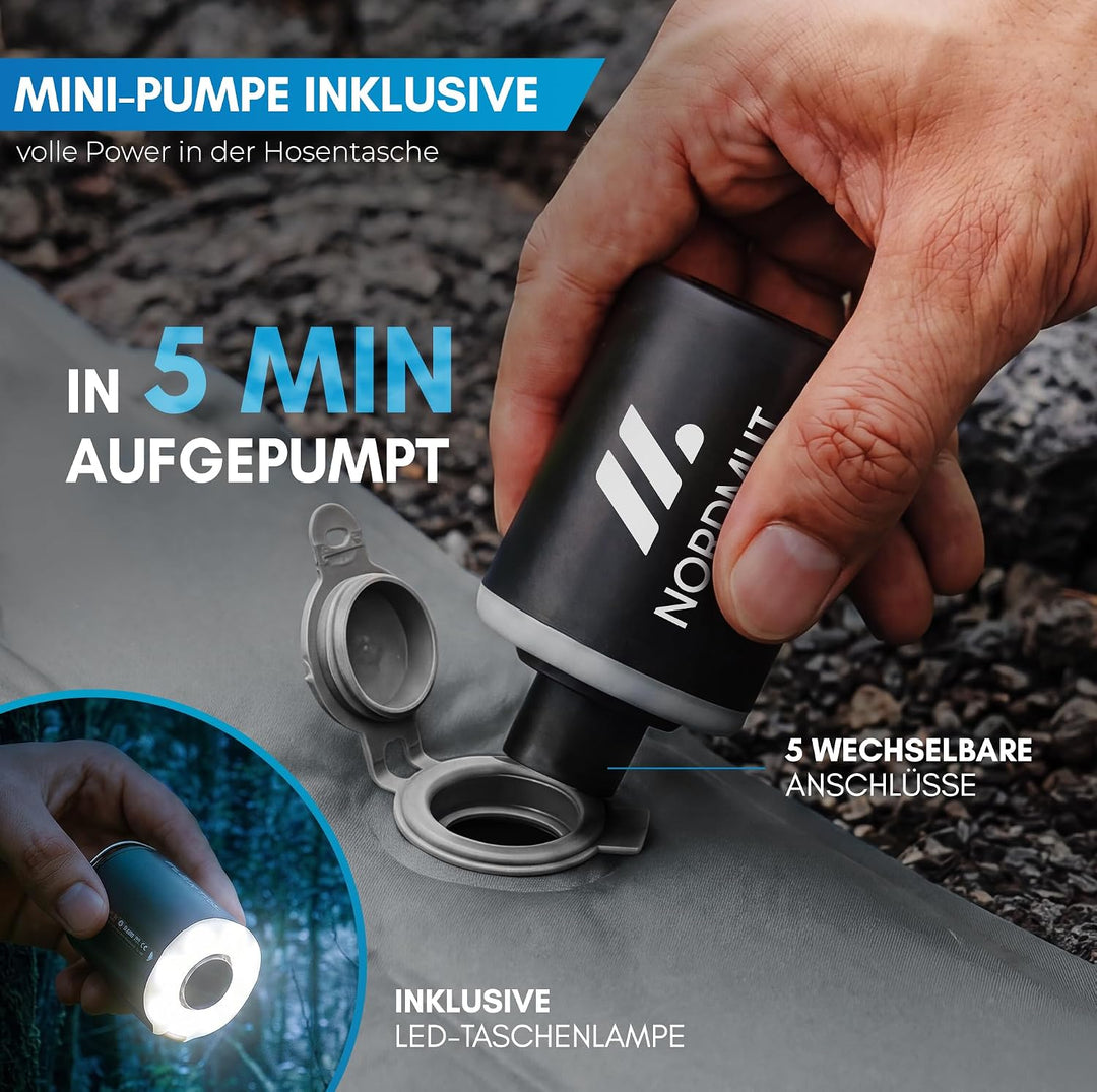 NORDMUT® Isomatte Selbstaufblasend 2 Personen - Outdoor Matratze 10cm Ultra komfortabel - Luftmatrat