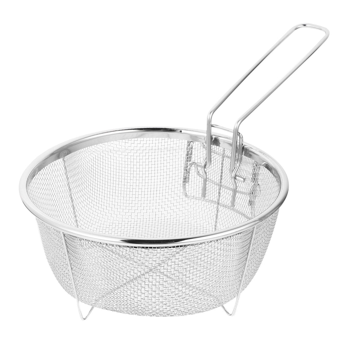 Frittierkorb aus Edelstahl 28cm mit Abnehmbarem Griff Rundes Sieb für Pommes Frites und Hähnchen zum