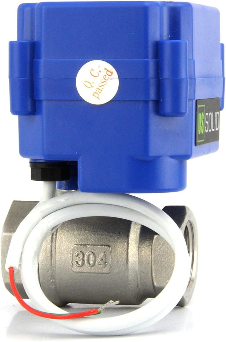 U.S. Solid 3/4" Motorisierter Kugelhahn, Edelstahl, Elektrischer Kugelhahn, stromlos offen, DN20, 22