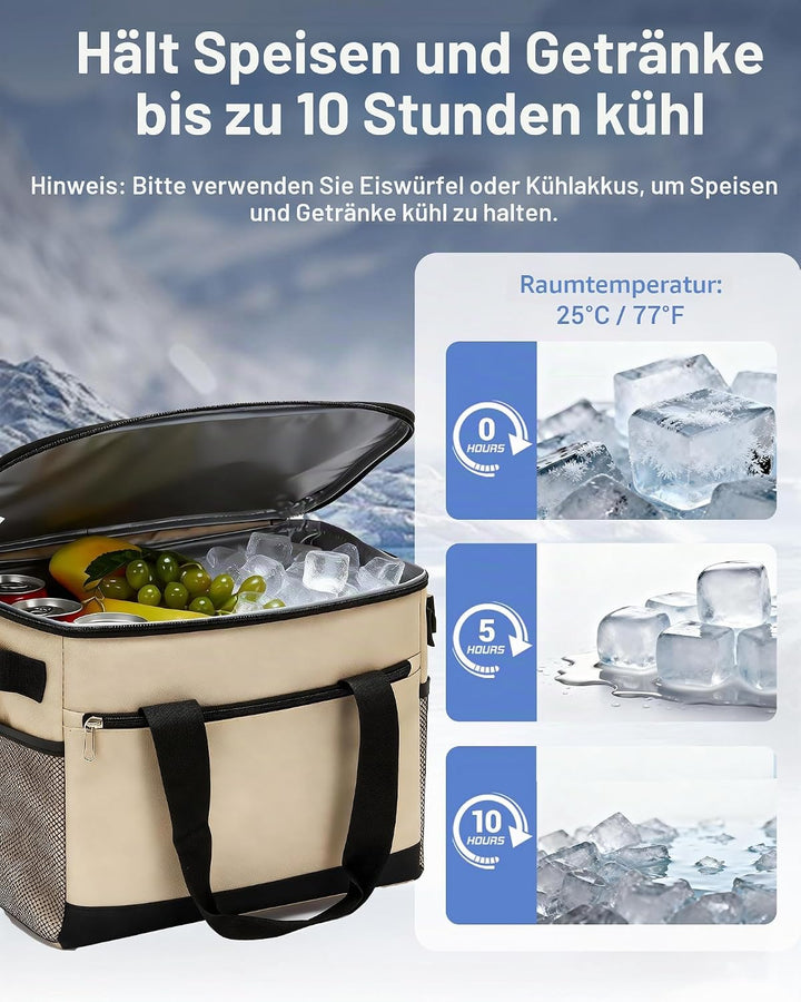 KONO Kühltasche 20L, Grosse Isolierte Lunchtasche Faltbar, Tragbare Thermotasche mit Verstellbarem S