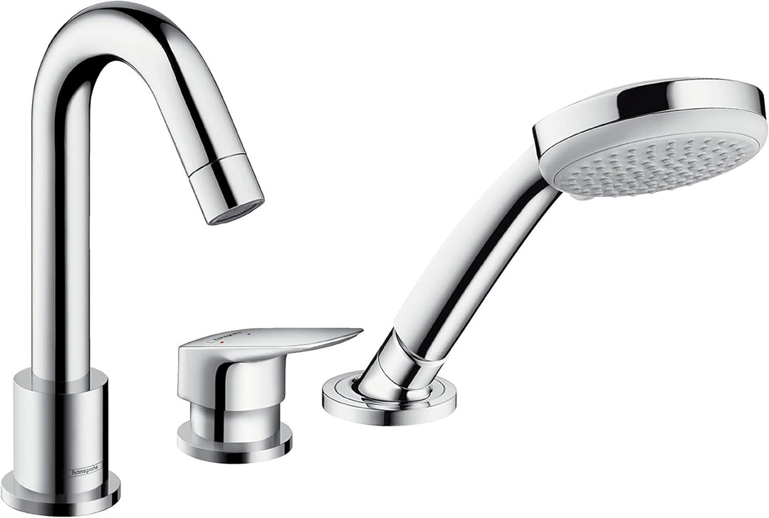 hansgrohe Logis 3-Loch Einhebel-Wannenrandmischer inkl. Duschkopf, Chrom