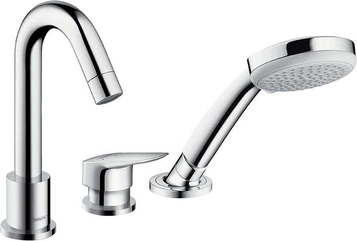hansgrohe Logis 3-Loch Einhebel-Wannenrandmischer inkl. Duschkopf, Chrom