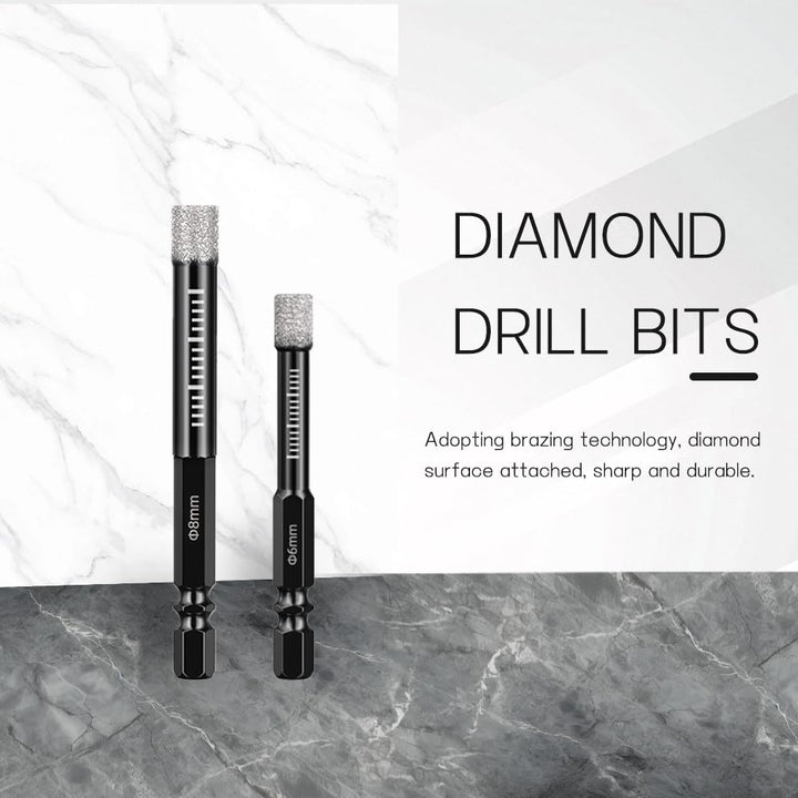 Fliesenbohrer Set Glasbohrer Diamantbohrer 7-tlg:6,8,10,12,14mm mit 6/8mm Hartmetallbohrer,Bohrer Gl