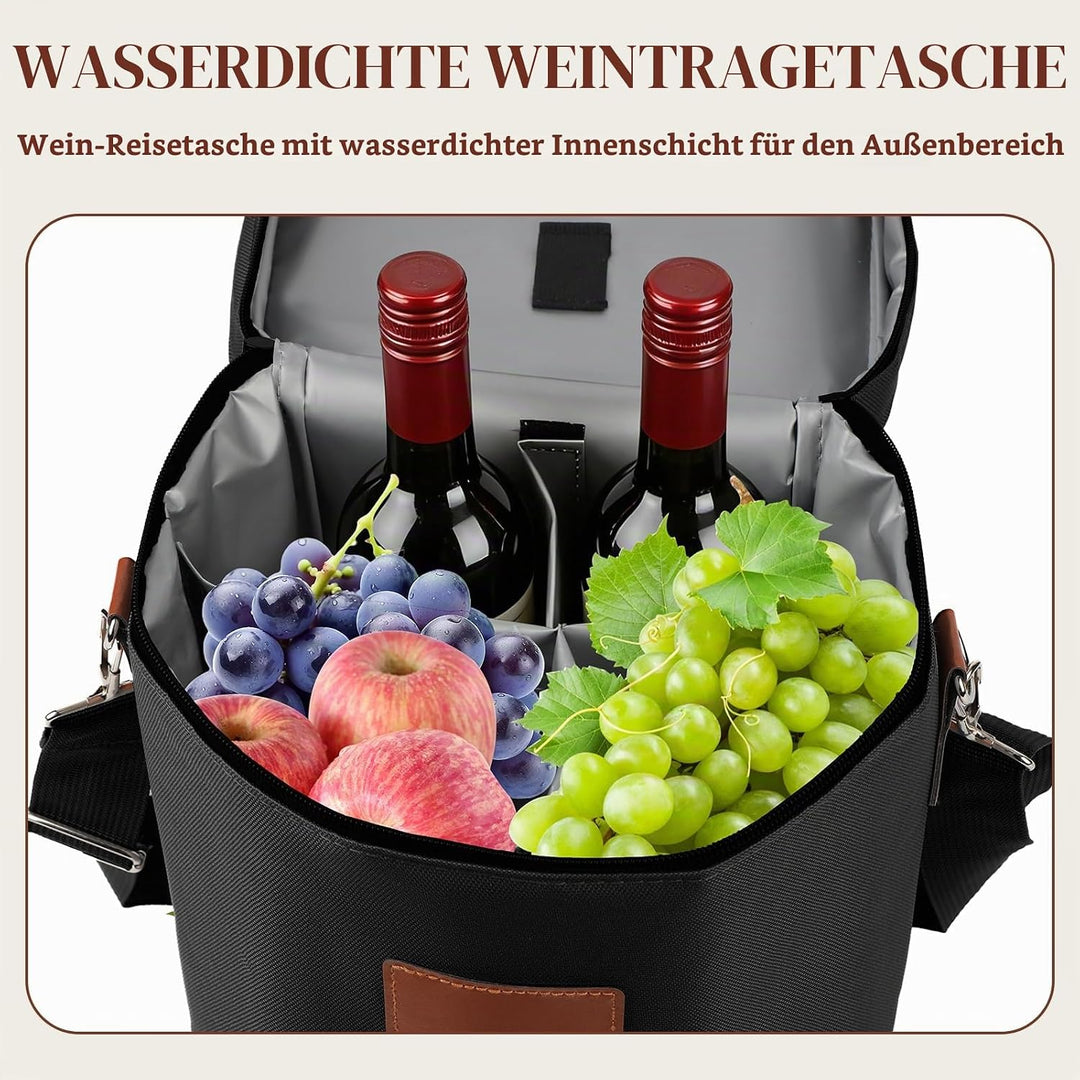 Kühltasche für 4 Flasche, Flaschenkühler für Unterwegs, Flaschentasche Isolierter Weintasche Biertas