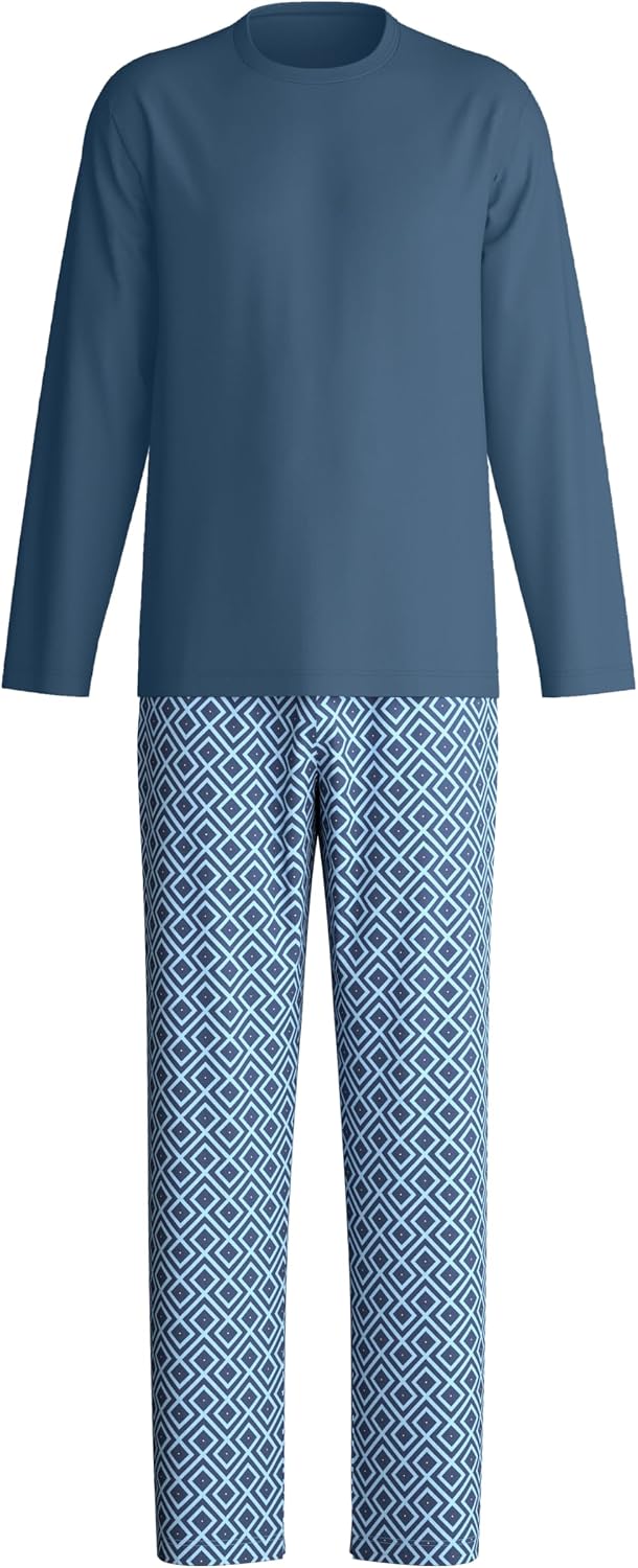 CALIDA Relax Streamline Pyjama, lang Herren, aus 100% Baumwolle 46-48 Atlantic Blue, 46-48 Atlantic