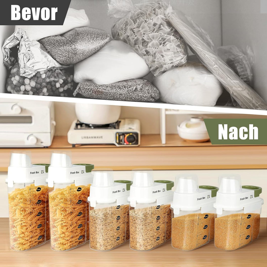 HQEUZ Vorratsdose 2.5L Luftdicht Müslidose, Schüttdose Aufbewahrungsbox mit Messbecher für Lebensmit