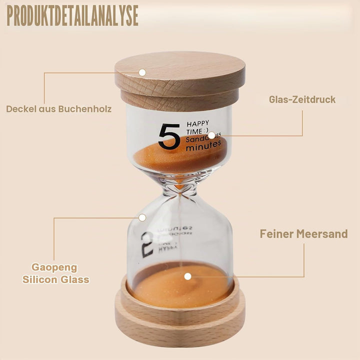 5 Stück Bunter sanduhren Set für kinde, Sanduhren 5 Farben Sanduhr, 3/5/10/15/30 Glas Timer für Schu