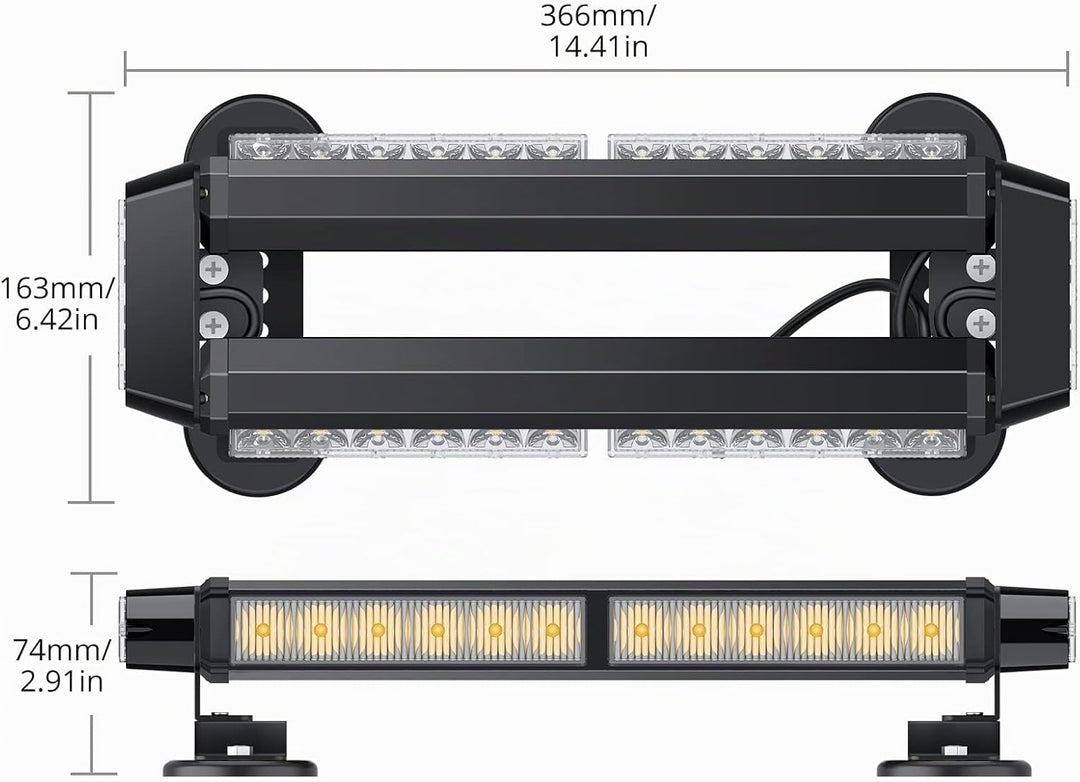 30 LED Rundumleuchte 7 Modi 12/24V Blitzleuchte Schraube Starker Magnet Amber Warnleuchte Magnetisch
