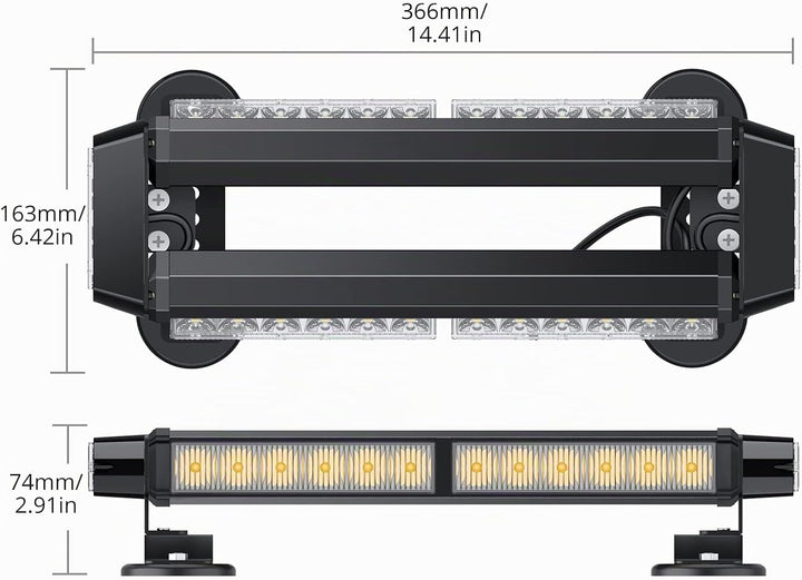 30 LED Rundumleuchte 7 Modi 12/24V Blitzleuchte Schraube Starker Magnet Amber Warnleuchte Magnetisch