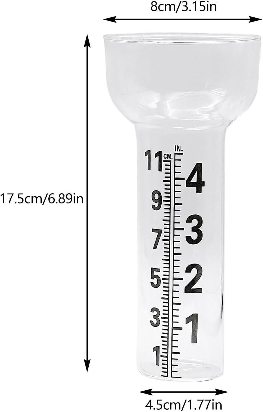 Regenmesser/Niederschlagsmesser Ersatzglas aus Glas mit klaren Markierungen, 35/40 mm trichterförmig