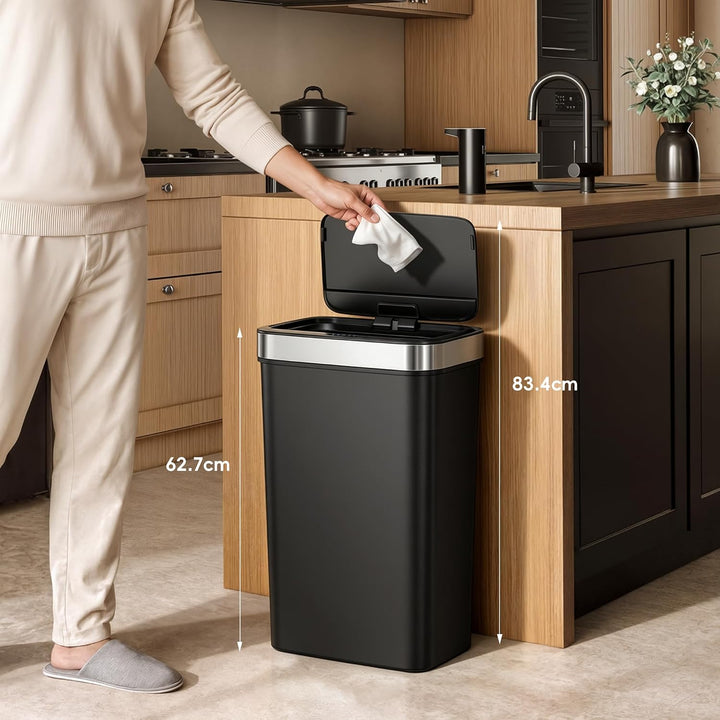 EKO Hana Deluxe 50L Mülleimer mit Sensor, Automatischer Mülleimer Küche, rechteckiger Bewegungssenso