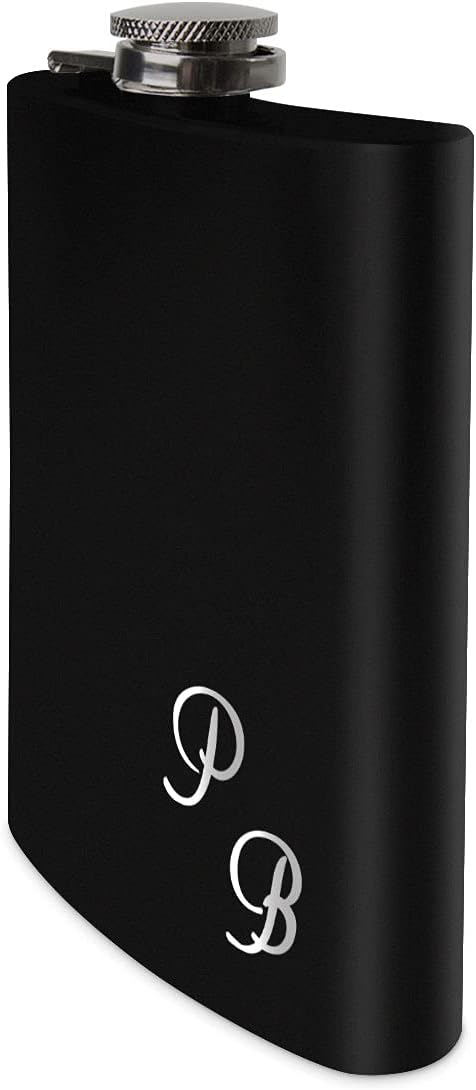 Edelstahl Flachmann 237 ml schwarz matt lackert inkl. individuelle Gravur in Silber von Paule Black