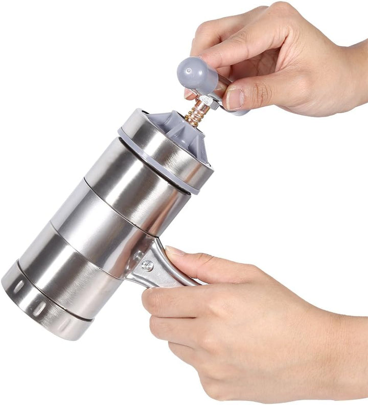 1Pc Pasta Maker Edelstahl Noddle Juicer Druckmaschine Machbar Handbetätigt Mit 5 Formköpfen