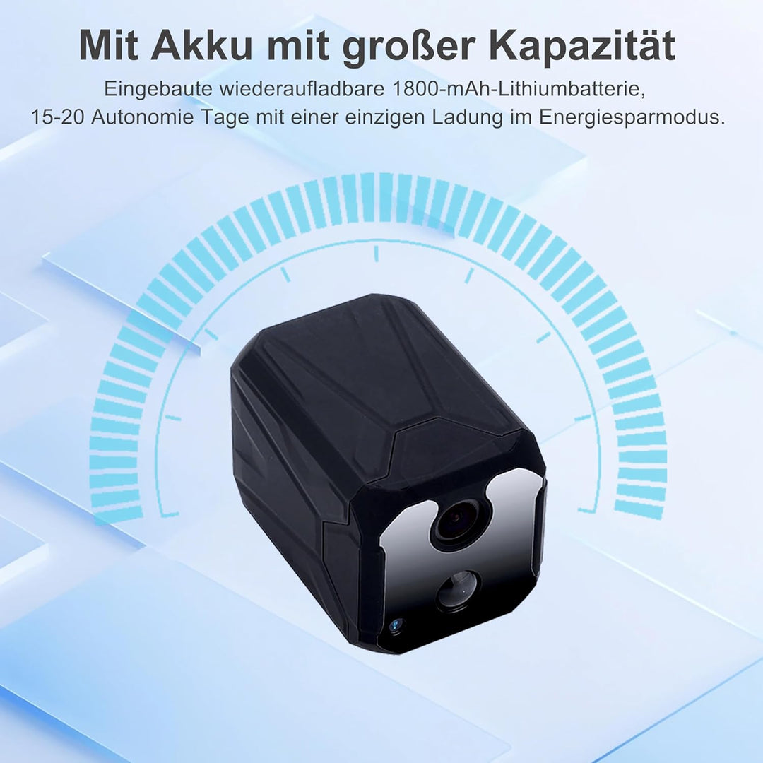ZHENHAN Mini Kamera,2.4 GHz WLAN Überwachungskamera Innen Akku mit Nachtsicht, Kamera überwachung in