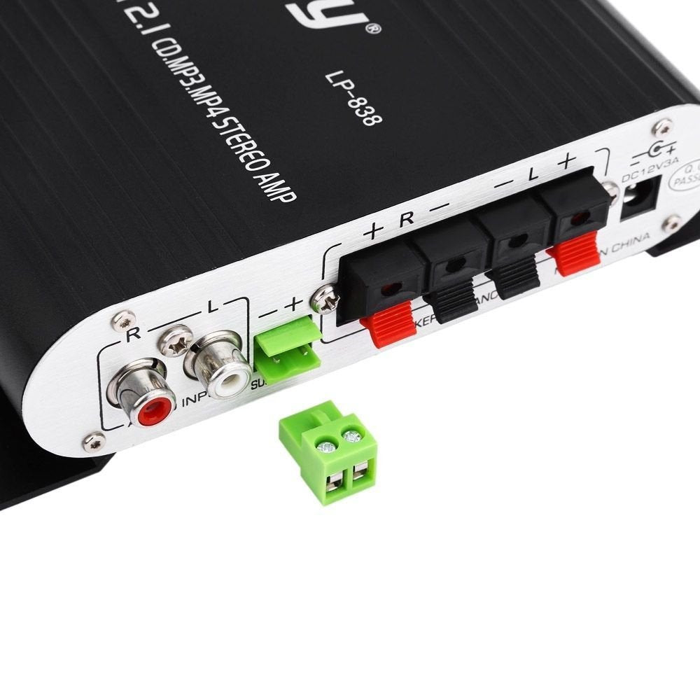 LEPY LP-838 Auto Channel Verstärker Stereo Subwoofer Audio Zubehör (Schwarz) mit DollaTek Led-Licht