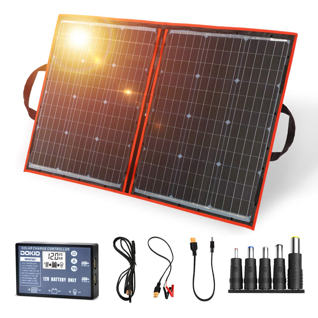 DOKIO 100 Watt Solartasche Faltbares Mobiles Solar-Panel Mit Effektivsten Monokristallinen Zellen,So
