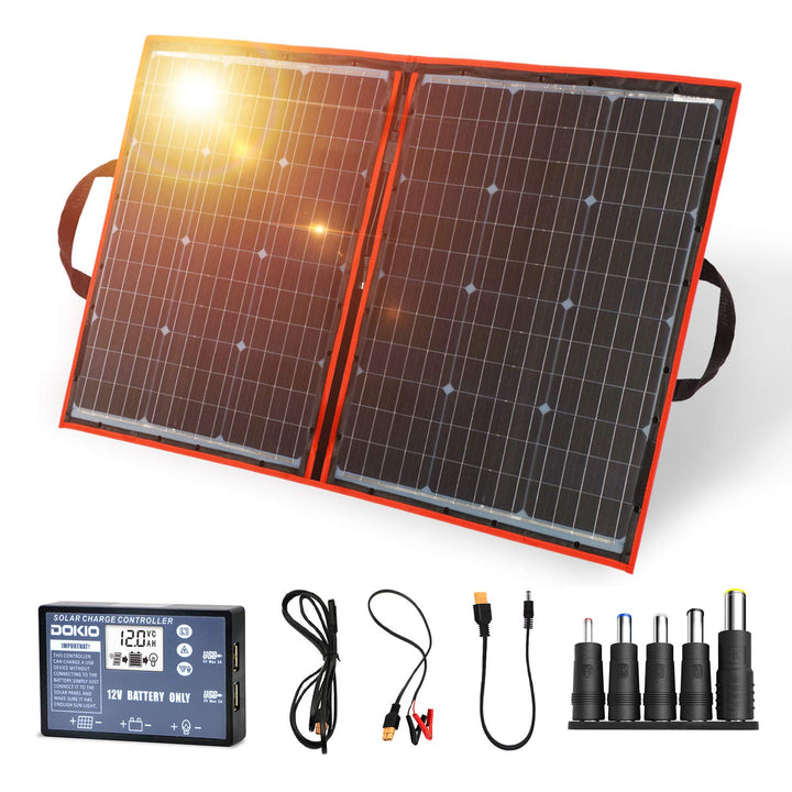 DOKIO 100 Watt Solartasche Faltbares Mobiles Solar-Panel Mit Effektivsten Monokristallinen Zellen,So