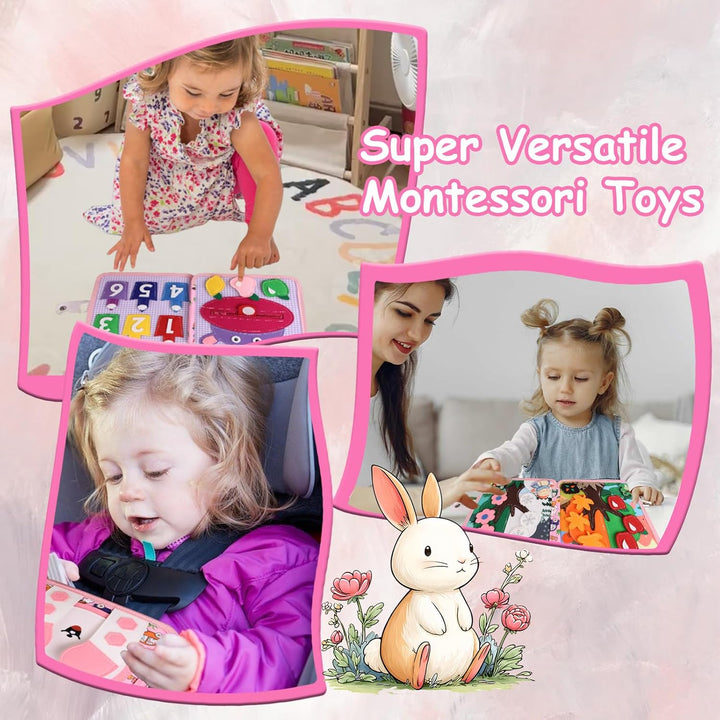 Quiet Book ab 1 Jahre,Busy Board Montessori Spielzeug Filzbuch-Stoffbuch für Babys,3D Filz Beschäfti