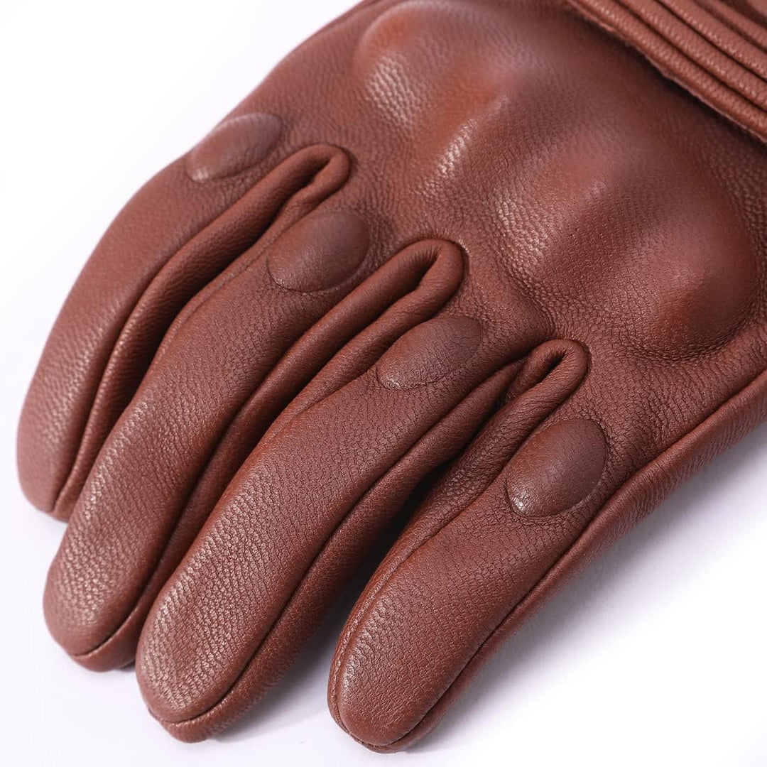 Harssidanzar Herren Winter Motorradhandschuhe,echtes Leder Vollfinger Touchscreen Thermisch gefütter
