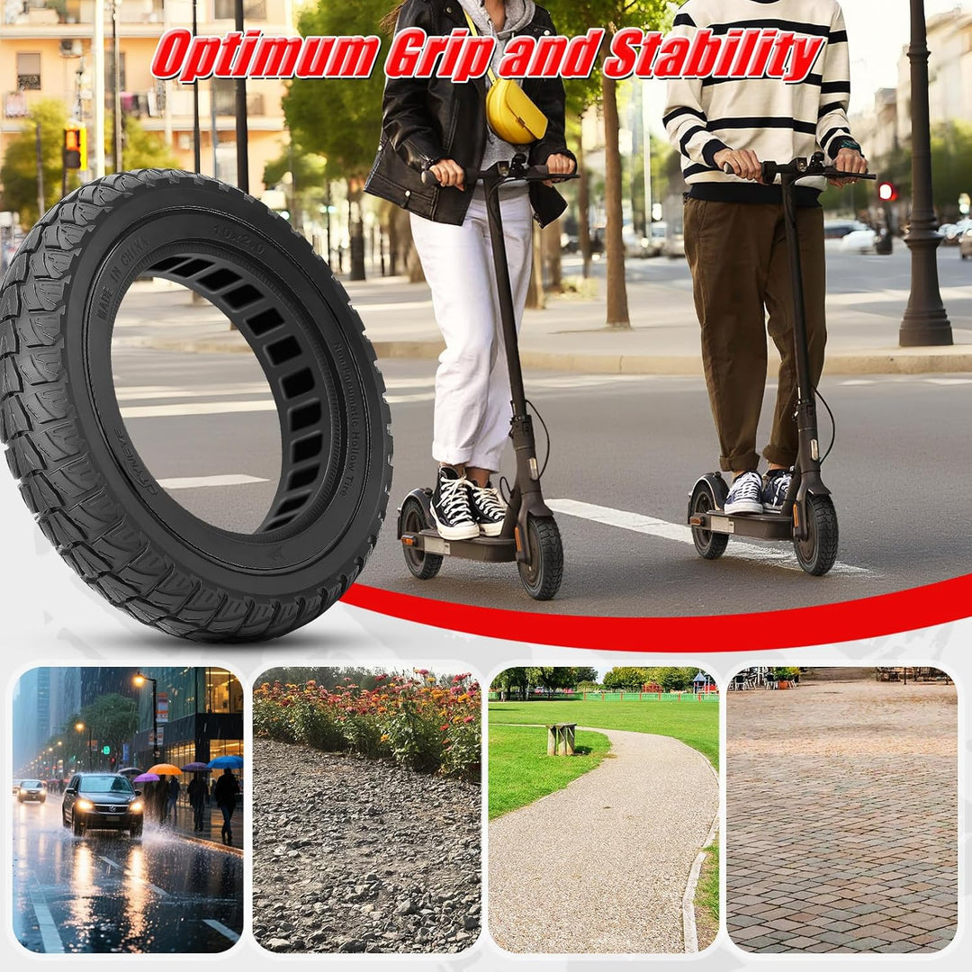 10x2 E Scooter Reifen Vollgummi Offroad, Vollgummireifen 10x2 mit Abriebfeste & Pannensichere, Wartu