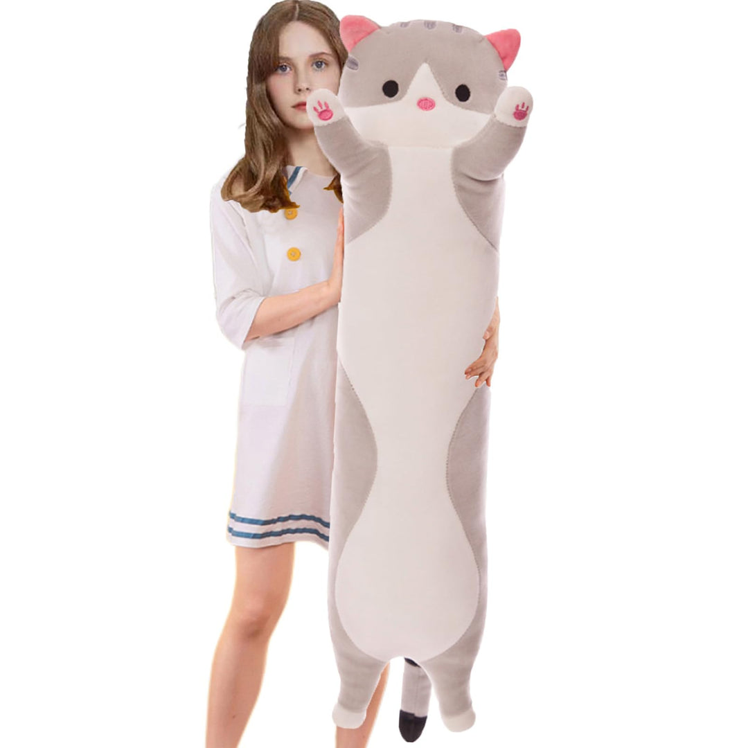 Aiuidun Lange Katze Kuscheltier Stofftiere Katzen Plüsch Kisse Süsse Kätzchen Plüschtier Schlafkisse