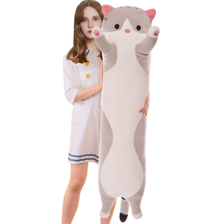 Aiuidun Lange Katze Kuscheltier Stofftiere Katzen Plüsch Kisse Süsse Kätzchen Plüschtier Schlafkisse