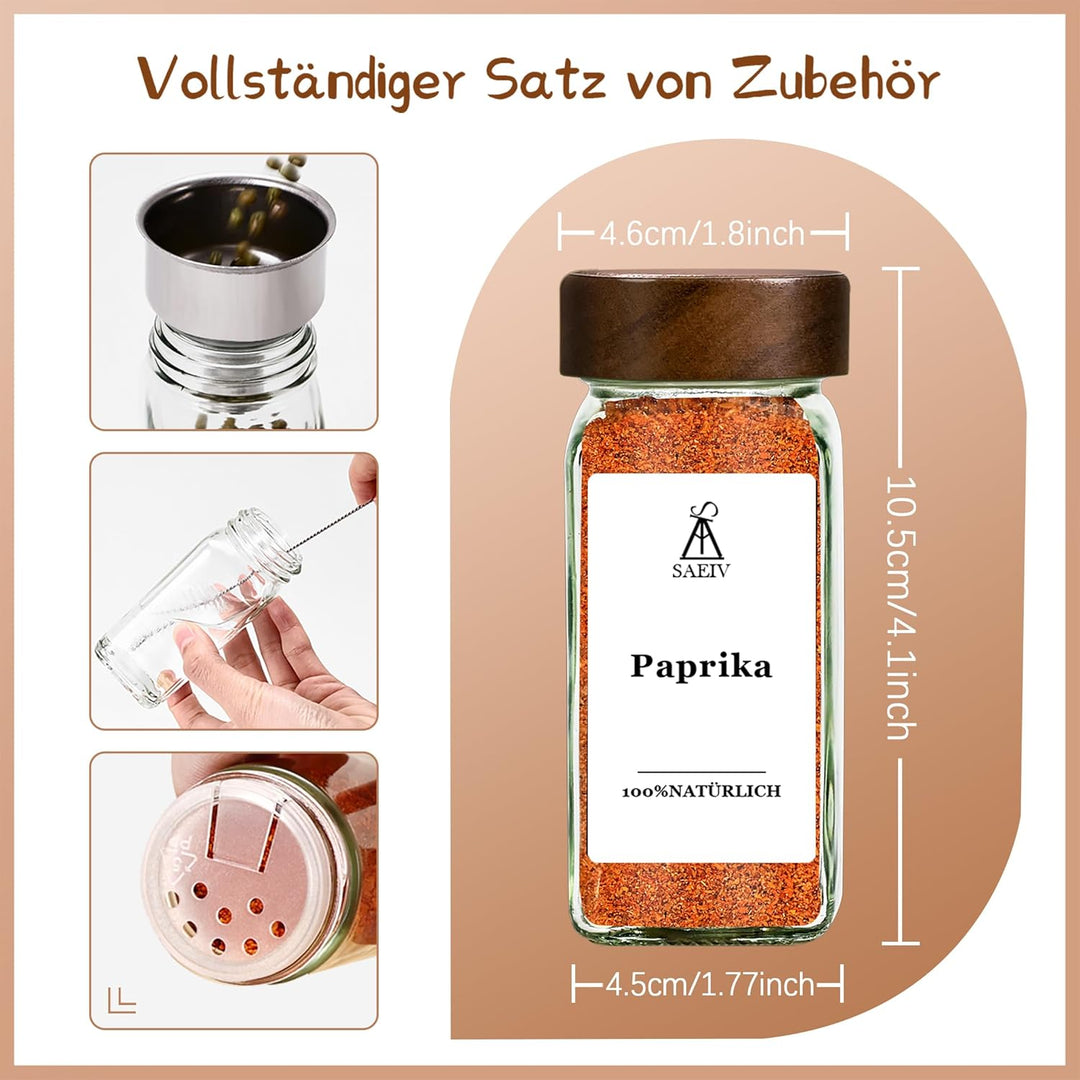 MRVNN Gewürzdosen Set 12 Stk, Spice Jars 120ML, Versiegelt Gewürzglas, Gewurzglaserset Für Gewürzreg