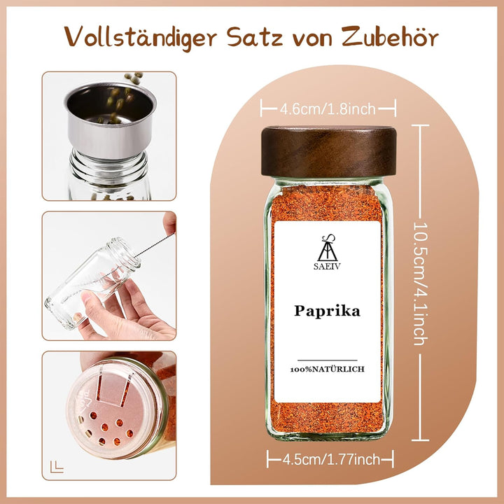 MRVNN Gewürzdosen Set 12 Stk, Spice Jars 120ML, Versiegelt Gewürzglas, Gewurzglaserset Für Gewürzreg
