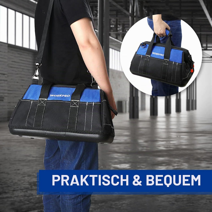 WORKPRO Werkzeugtasche Elektriker Wasserdichte Werkzeugtasche Profi, weite Öffnung & grosse Kapazitä