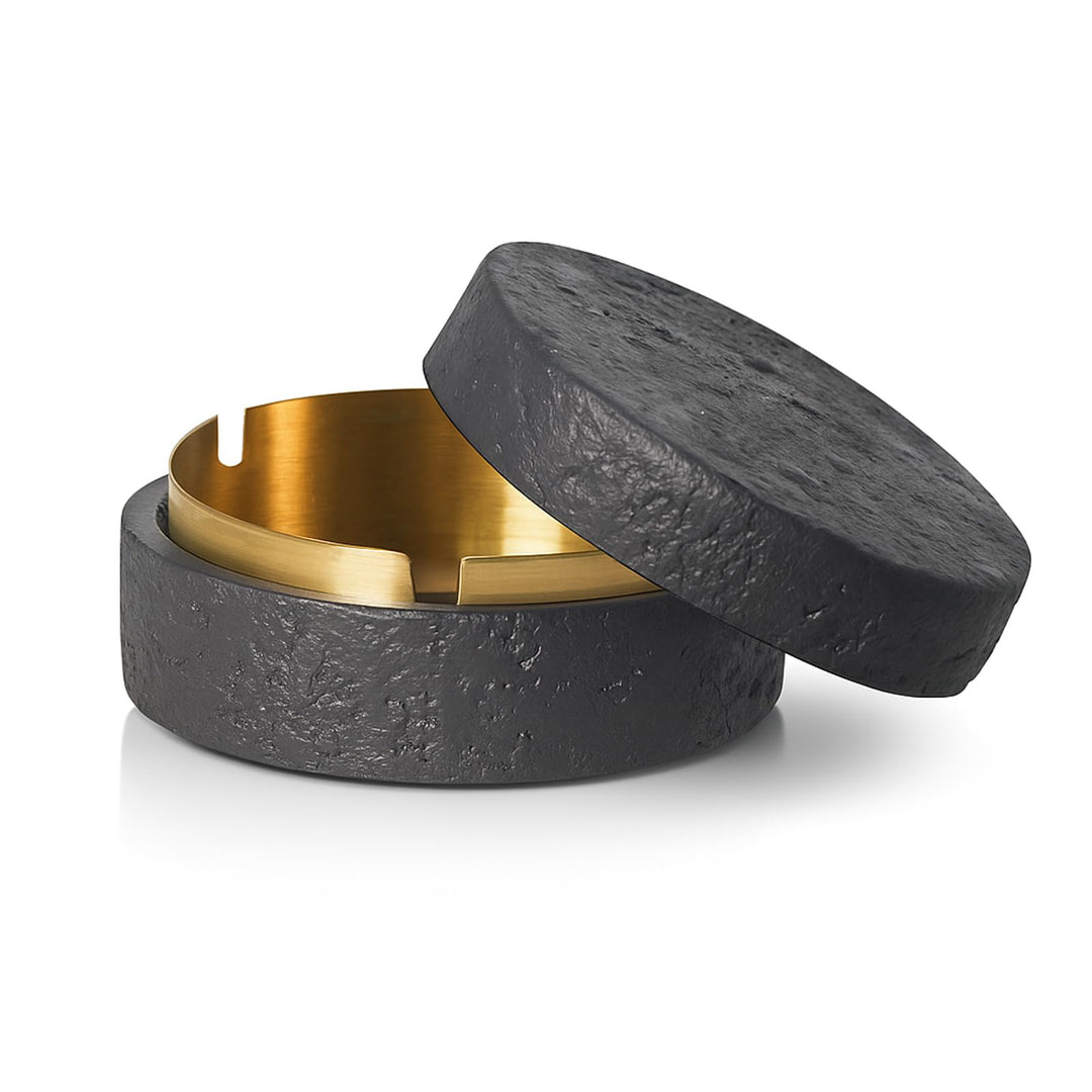 Dekorative Tisch Aufbewahrungsbox mit Deckel aus Zement & Edelstahl, Geruchsdicht, Windfest, Für Inn