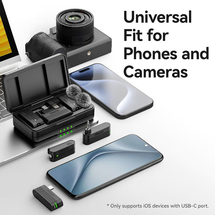 ULANZI A100 Lavalier Mikrofon für iPhone Android Kamera, USB C Mikrofon, 13.5H Akkulaufzeit, Mikrofo