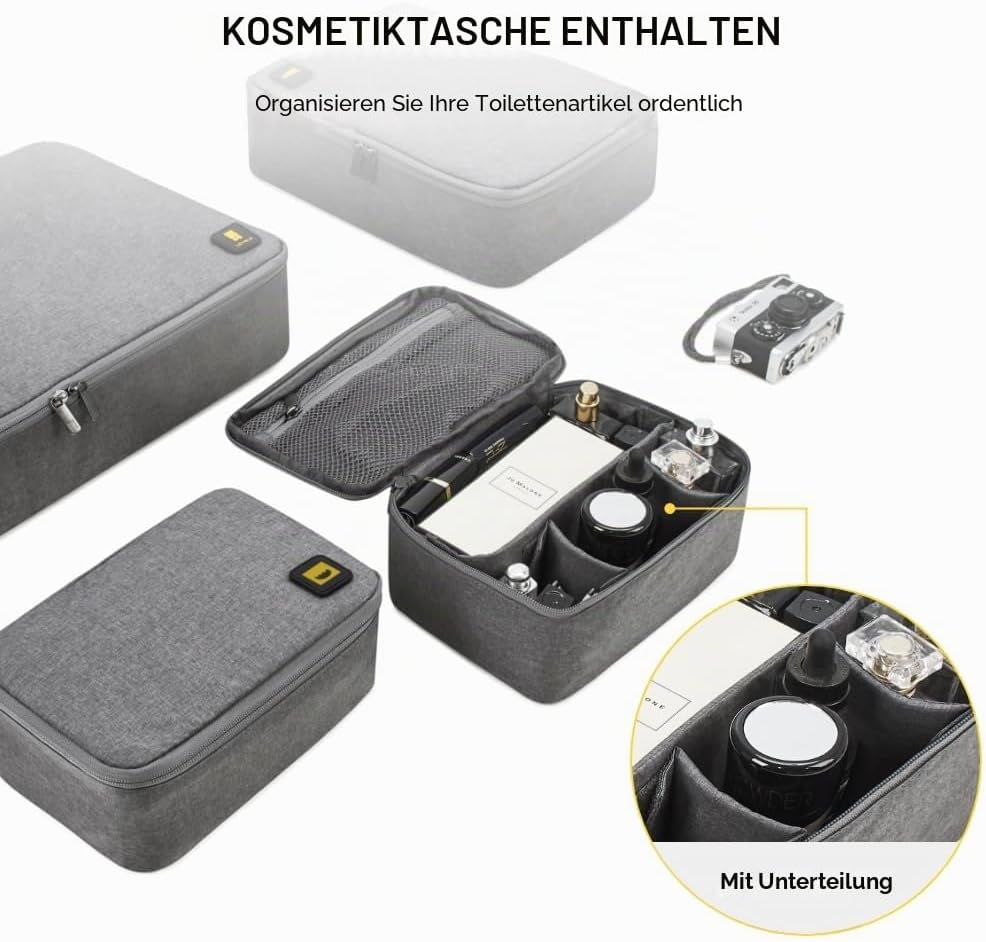 LEVEL8 Koffer Organizer Set 4-teilig Packing Cubes Set Packentaschen für Kleidung Kosmetik Schuhbeut