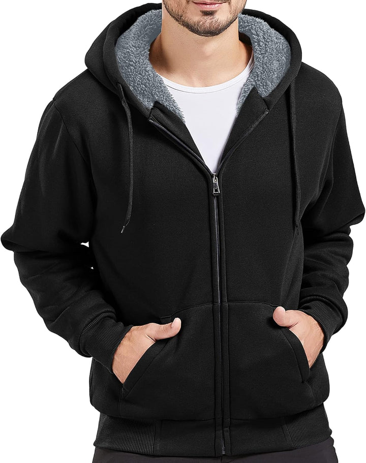 SwissWell Herren Fleecejacke Full Zip Kapuzenjacke Winter Sweatjacke mit Kapuze Gefütterte Hoodie Mä