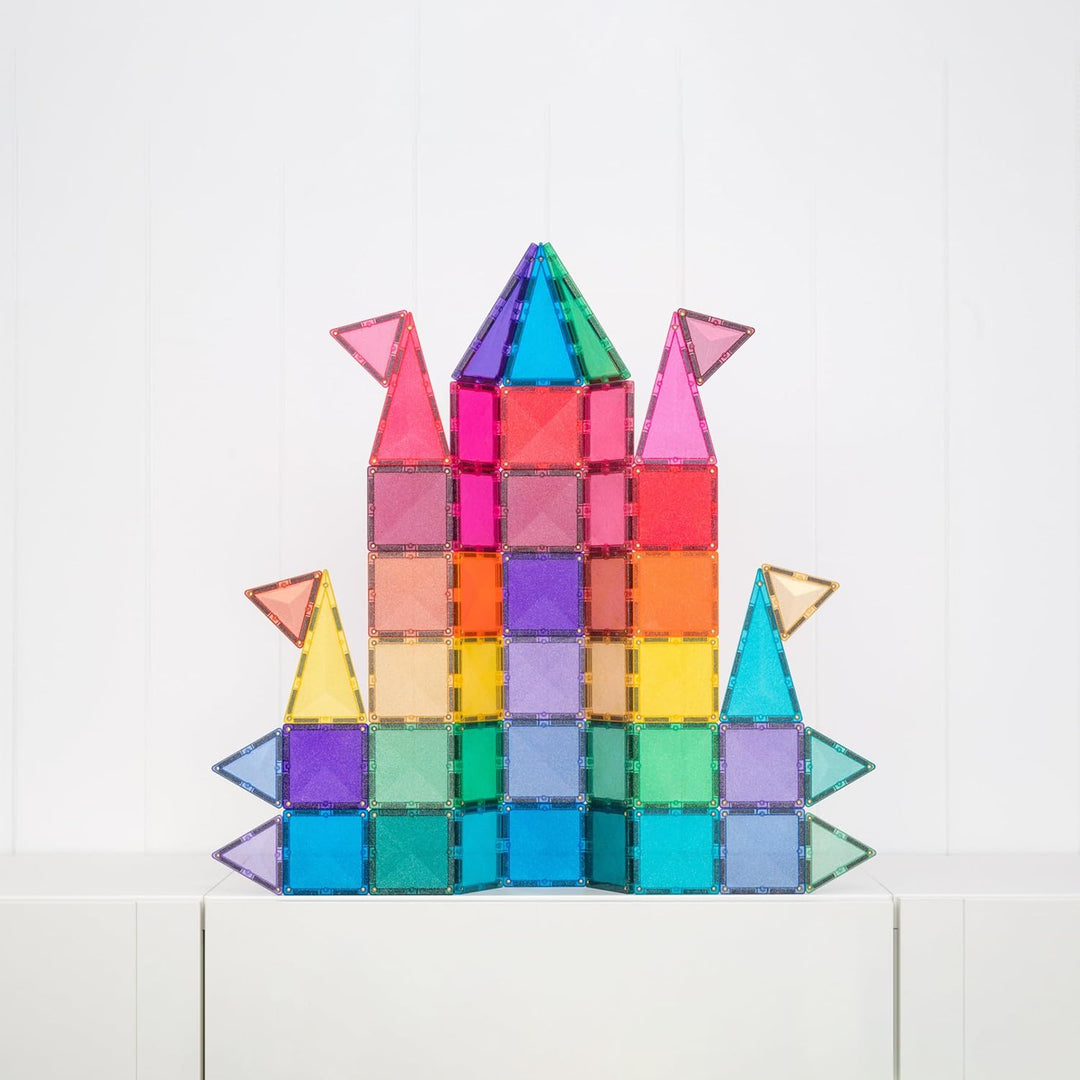 CONNETIX Magnetische Fliesen Glitzer Schloss Paket, 48 Stück