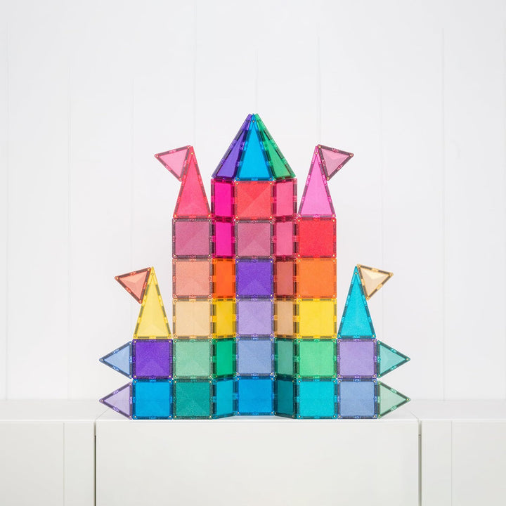 CONNETIX Magnetische Fliesen Glitzer Schloss Paket, 48 Stück