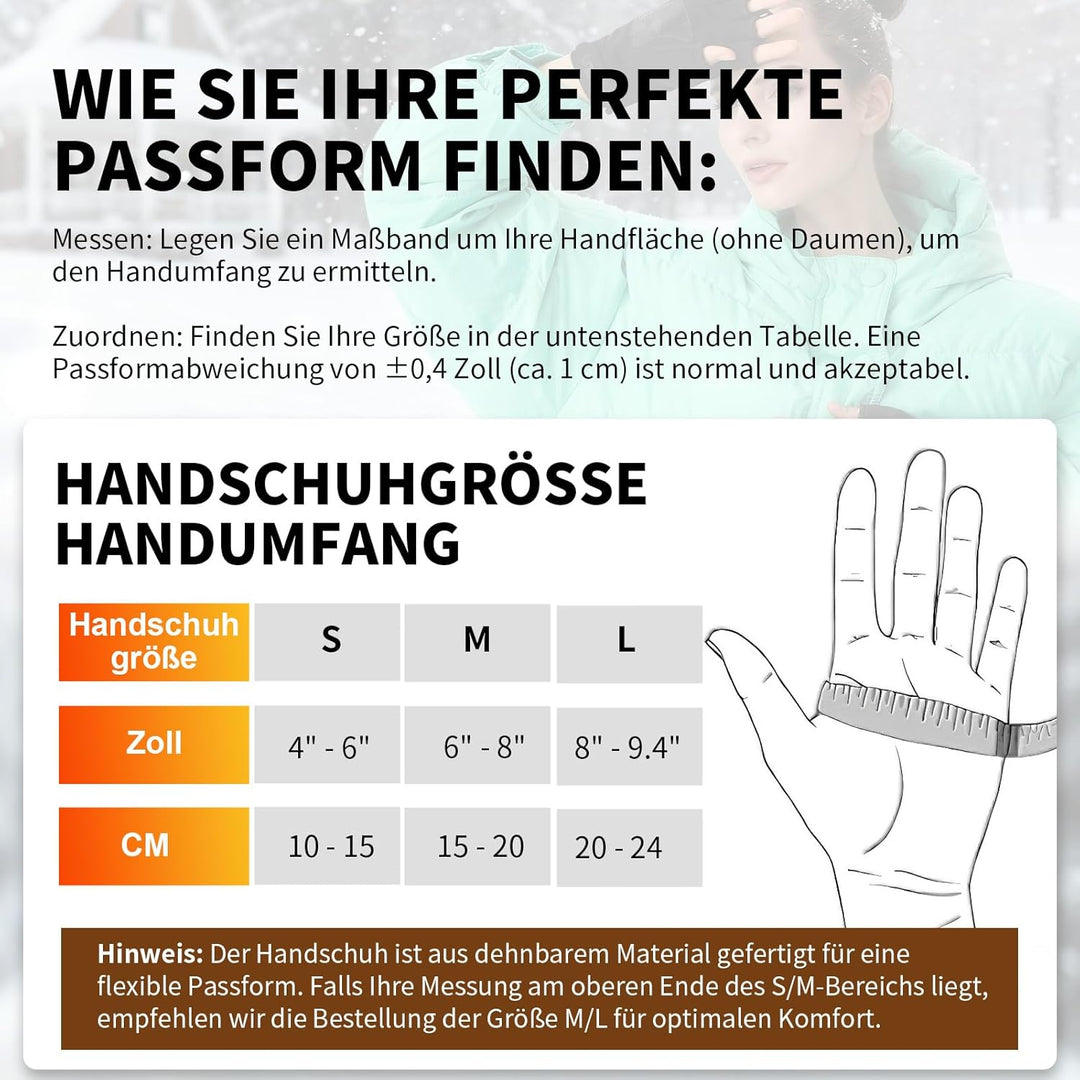 uncn Beheizte Handschuhe Fingerlos für Frauen Mann Arbeit Touchscreen Handschuhe für Winter Kaltes W