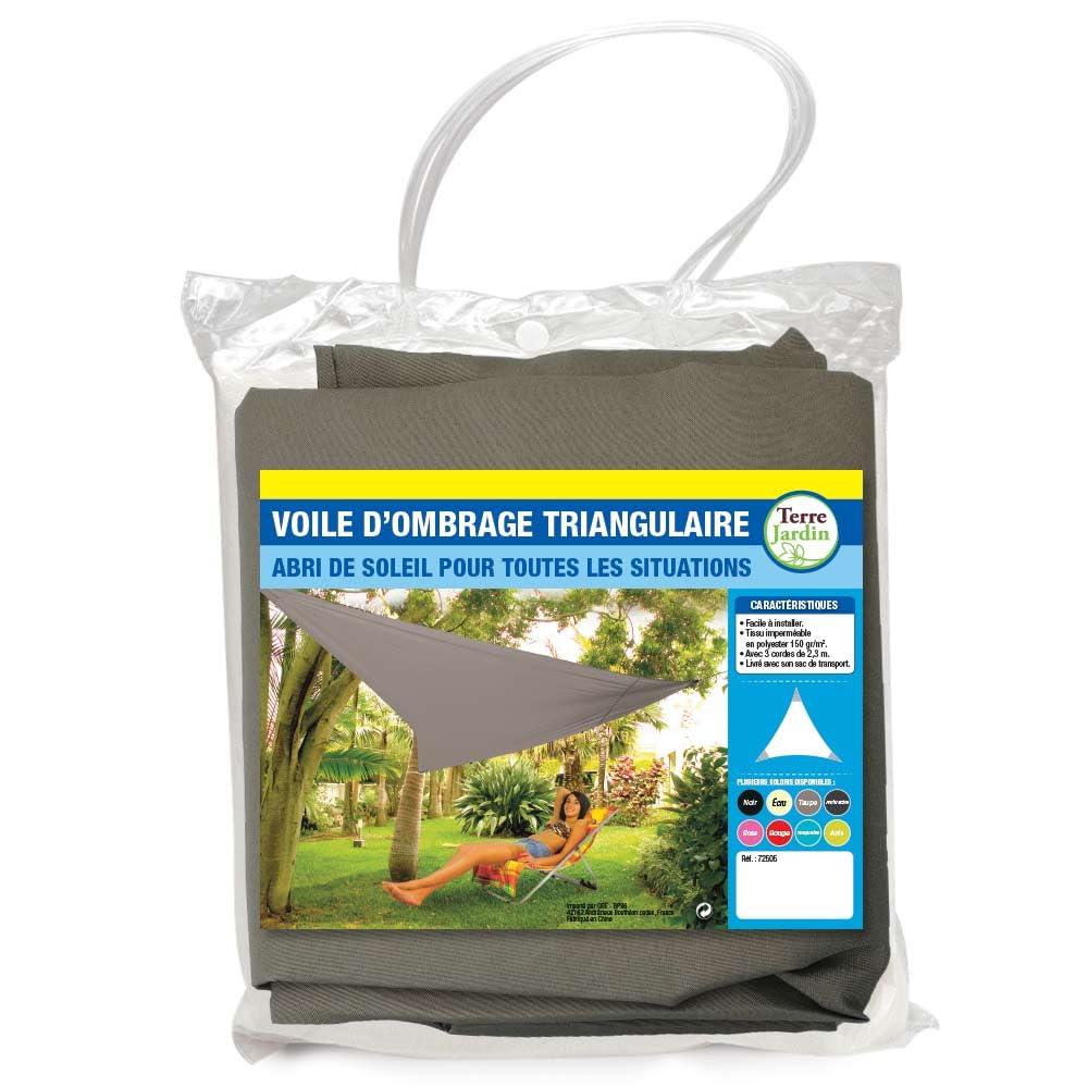 TERRE JARDIN - Sonnensegel, dreieckig, Taupe, 5 m 5 m taupe