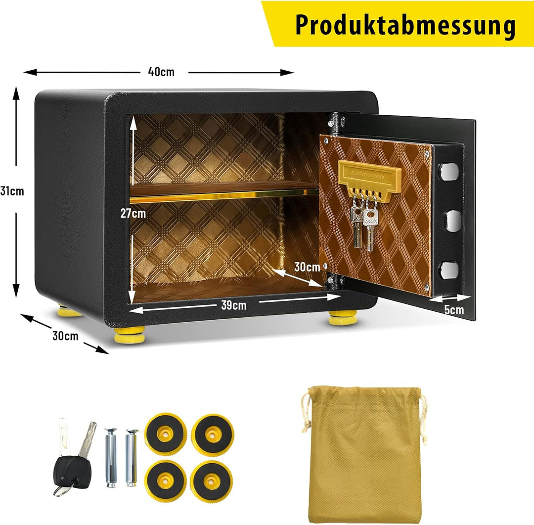 COSTWAY 31,5L Safe Tresor mit Zahlenschloss | 40 x 30 x 31 cm | inkl. 2 Notfallschlüssel | Wandtreso