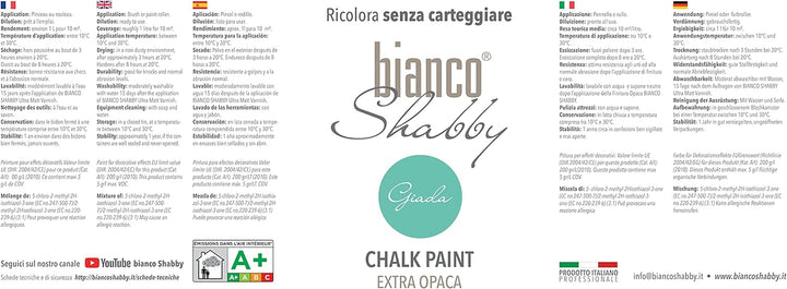 bianco Shabby® Giada Kreidefarbe Wasserbasis für Alle Oberflächen einfach zu verarbeiten ohne schlec