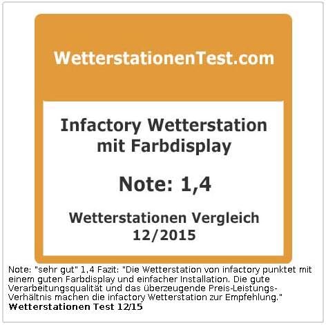 infactory Wetterstation farbig: Wetterstation mit Farb-Display, Funk-Aussensensor, DCF-Funk-Zeitanze
