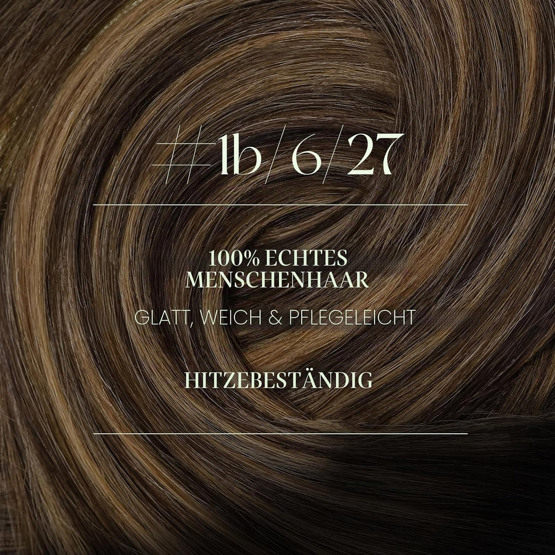 RUNATURE Echthaar Extensions Clip Schwarz Balayage 35cm 7pcs Ombre Glatt Echte Haare 120g 
