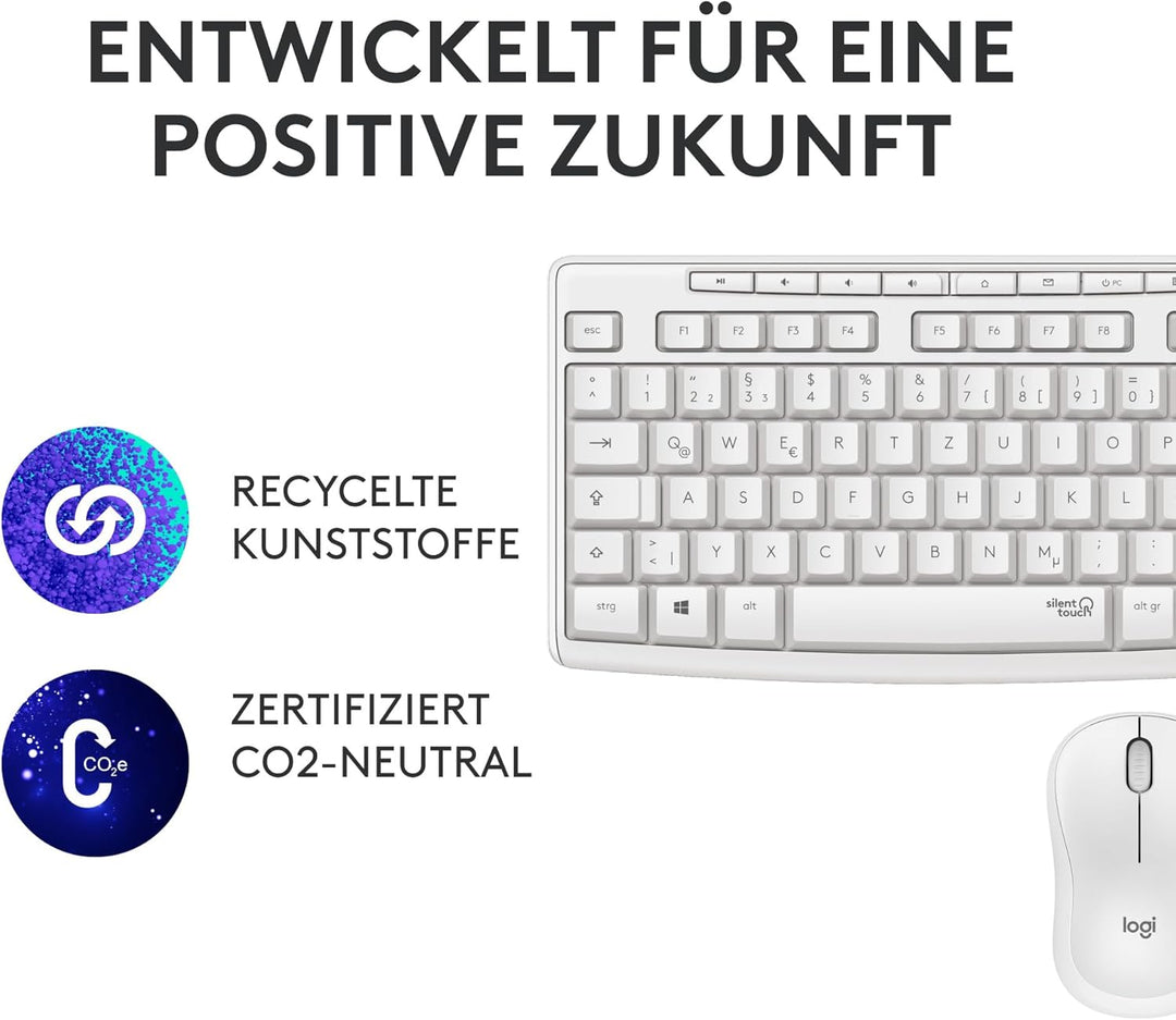 Logitech MK295 kabelloses Tastatur-Maus-Set mit SilentTouch-Technologie, Shortcut-Tasten, optischer