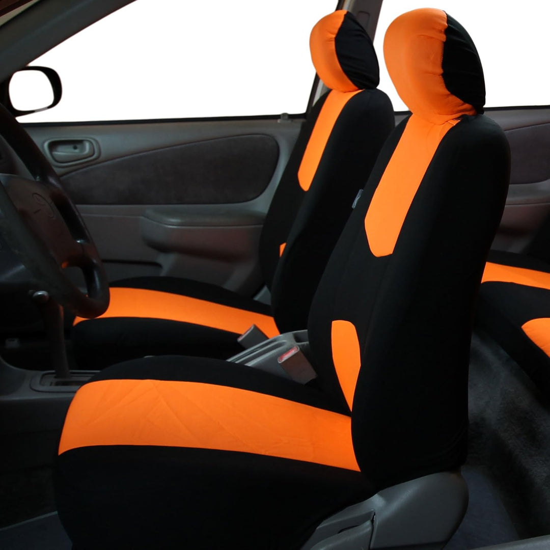 FH GROUP FB050ORANGE114 Vollen Satz Flachgewebe-Autositzbezüge, Orange, Anzahl 8 Orange/Abendrot im