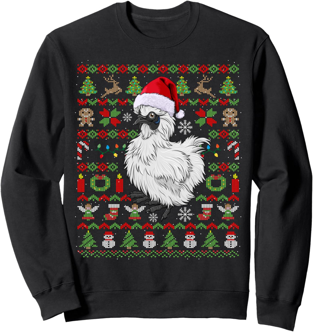 Ugly Christmas Seidenhuhn Hühner Huhn Weihnachten Geschenk Sweatshirt