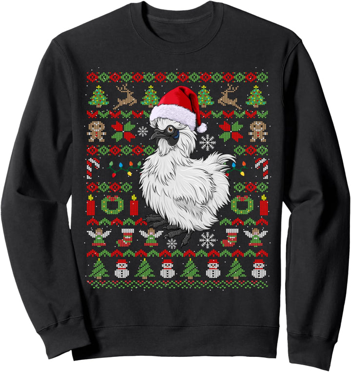 Ugly Christmas Seidenhuhn Hühner Huhn Weihnachten Geschenk Sweatshirt