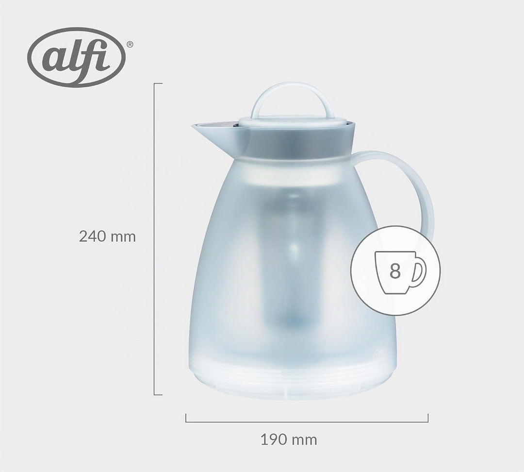 alfi 1935011100 Isolierkanne Dan Tea Kunststoff 1.0 l, weiss mit Teefilter Transparent, mit Teefilte