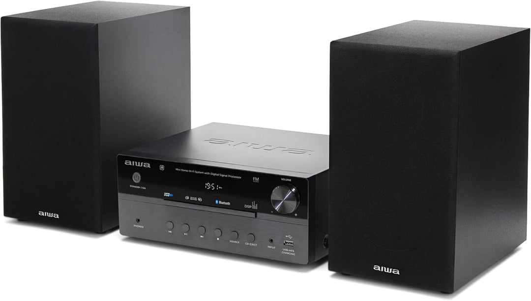 AIWA MSBTU-550 Mini Stereo-HiFi-System, 50 W RMS, mit Bluetooth 5.0, CD/MP3, USB (Wiedergabe und Lad