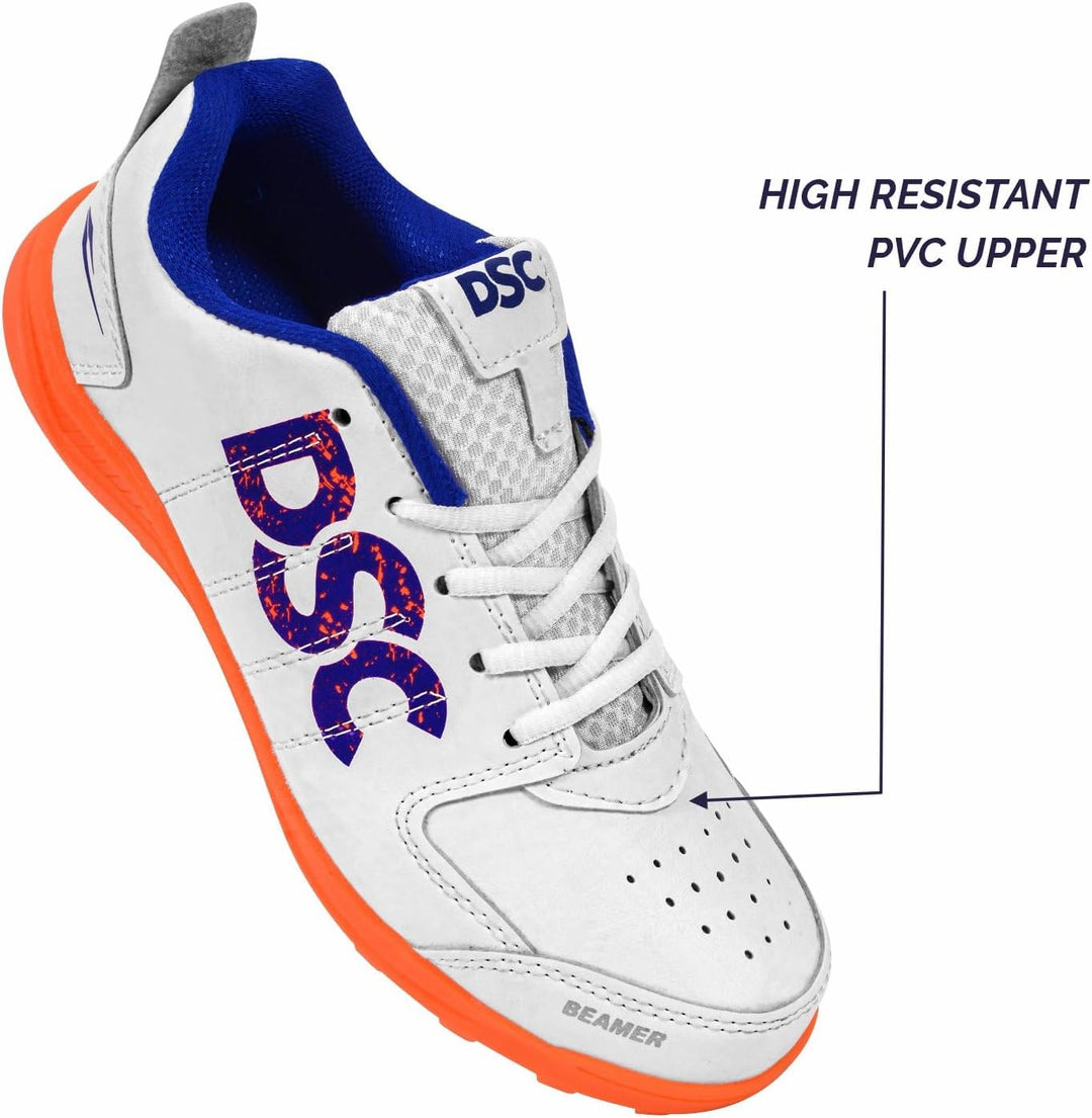 DSC Beamer Cricket Shoes | for Boys and Men | Light Weight | Durable Fluro Orange White 36 EU, Fluro