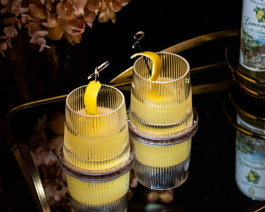 GLASSIQUE CADEAU Vintage Art Deco Speakeasy Gerippte Gin + Rum Rocks Cocktailgläser | 4er Set | 260